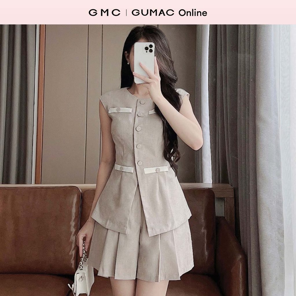 Set lẻ Áo sơ mi nữ nắp túi kiểu thời trang GUMAC AE08053 - Quần short lưng kiểu GUMAC SHE08054