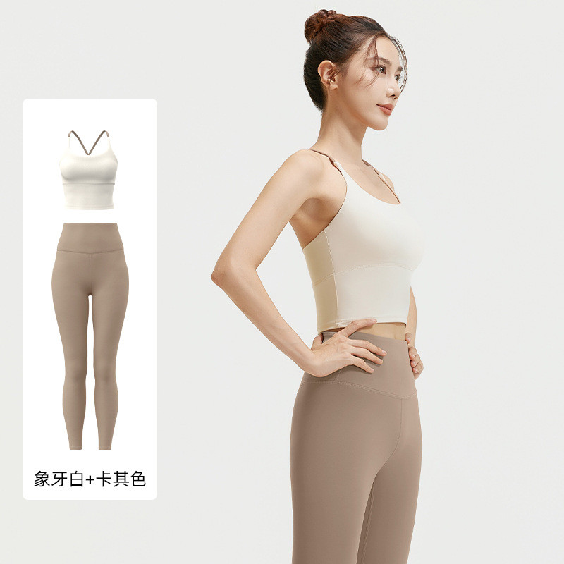 Color Matching Daily Outdoor Yoga Clothes Shockproof Indoor Training Exercise Workout Outfit Trouser
