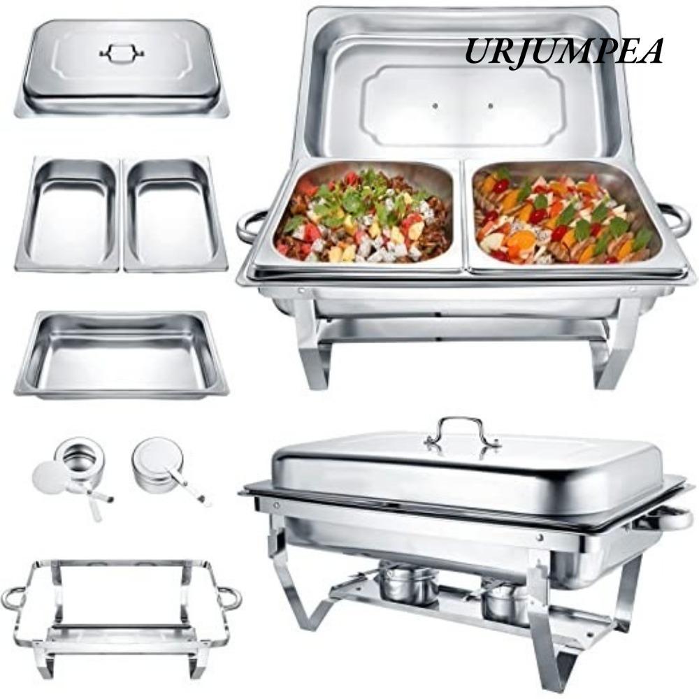 URJUMPEA Buffet Chafing Dish, 1 / 2 / 3 Lưới Hình Chữ Nhật Buffet Ấm Thực Phẩm, Có Thể Gập Lại Đa Nă