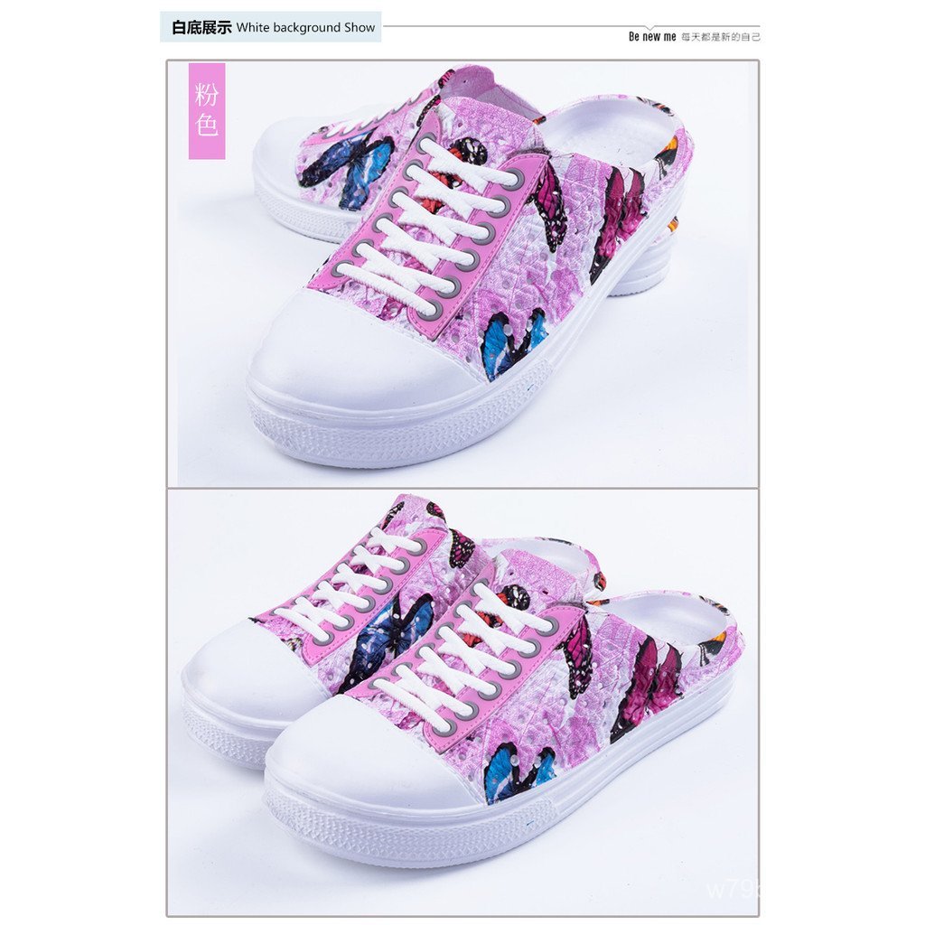 Duoduoduo Shoe Store Bird 's Nest Hole Shoes Hoa Bướm Họa Tiết Nửa Dép