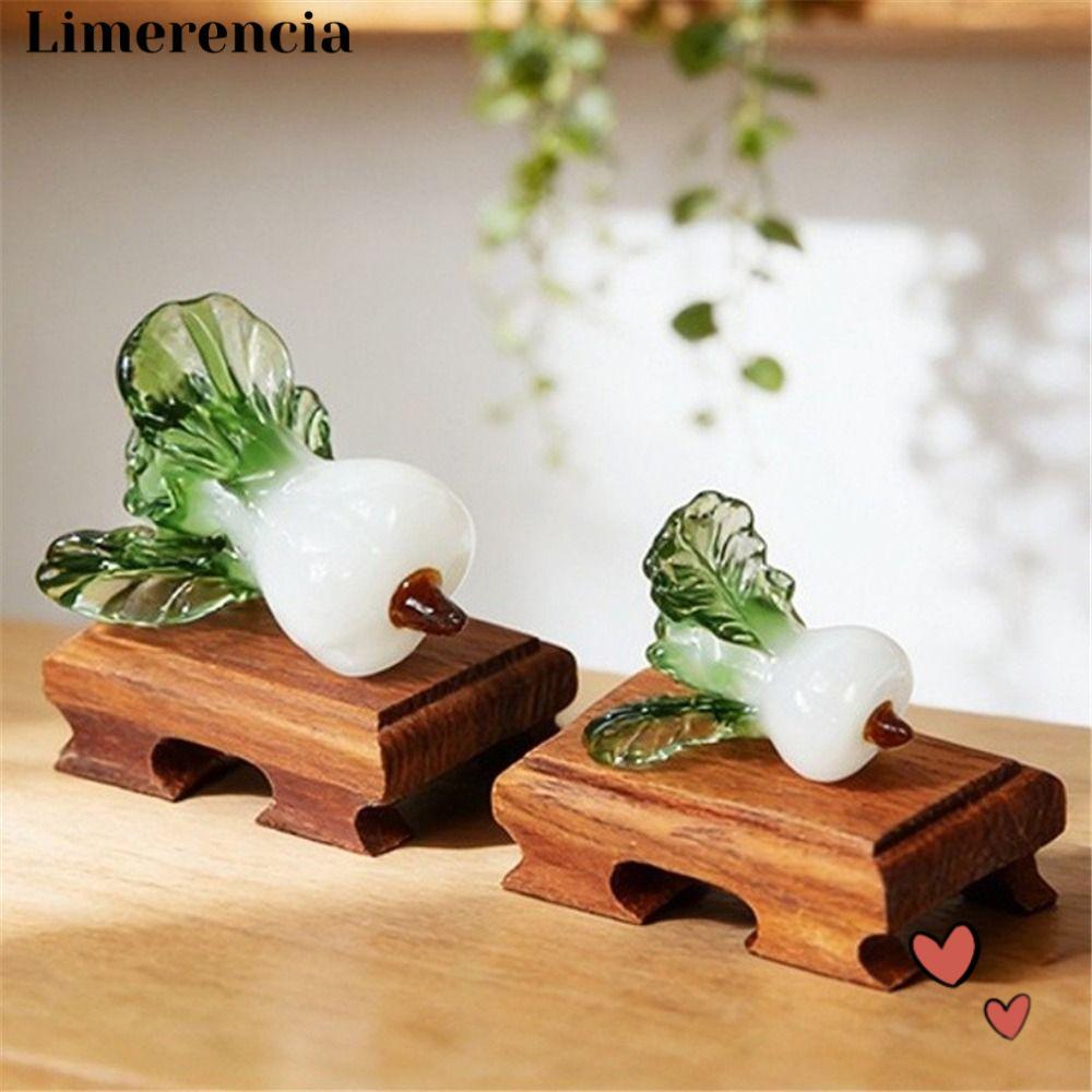 LIMERENCIA Trang trí bàn làm việc pha lê, Kính thổi thịnh vượng Thiết kế kính Bok Choy, Bok Choy Sha