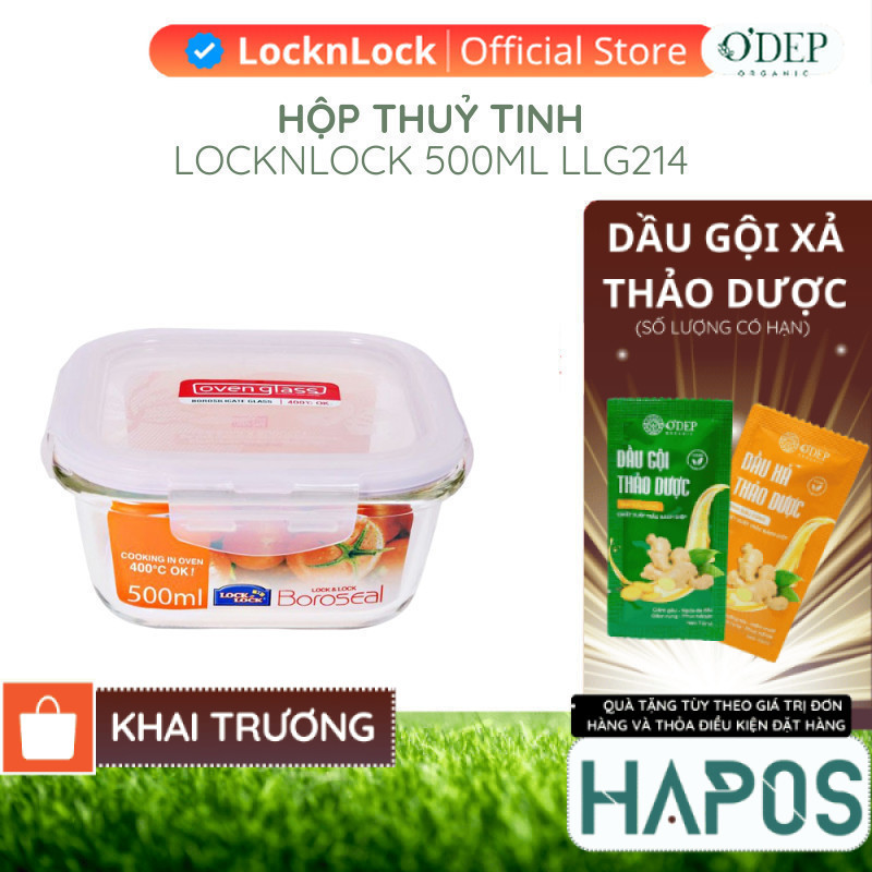 Hộp bảo quản thủy tinh vuông 500ml LocknLock Chính hãng LLG214 - HAPOS HOF