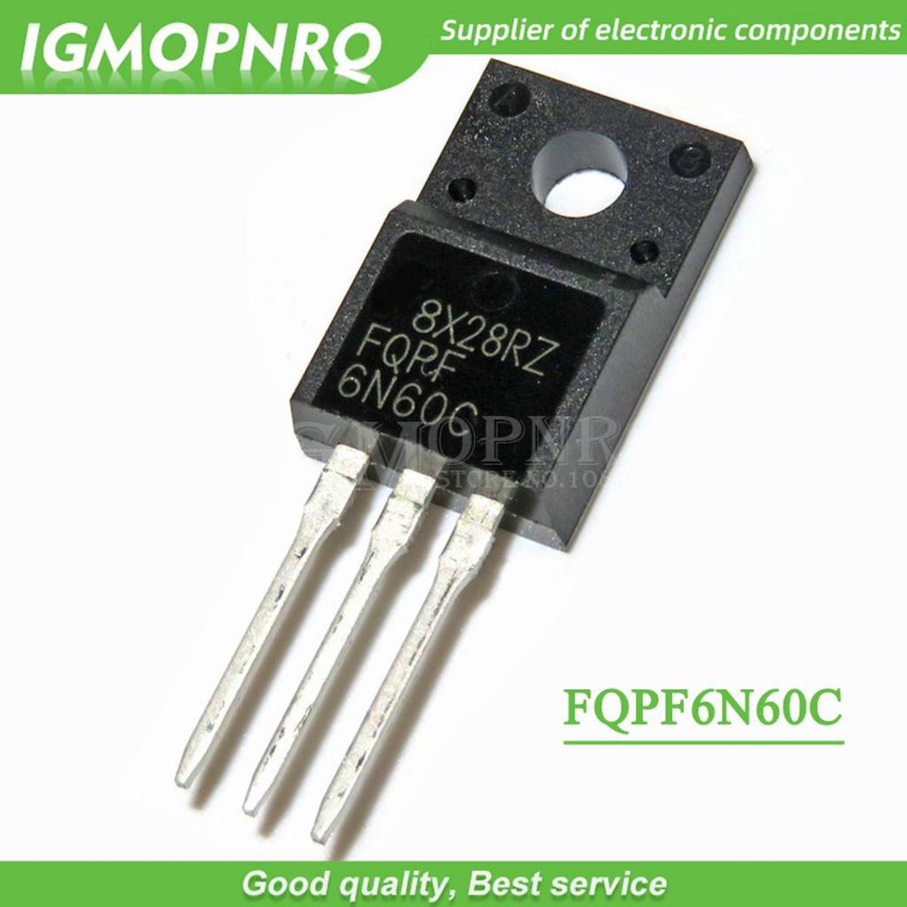 10 chiếc FQPF6N60C 6N60C 6N60 MOSFET 600V 6A Bóng bán dẫn kênh N TO-220F mới nguyên bản