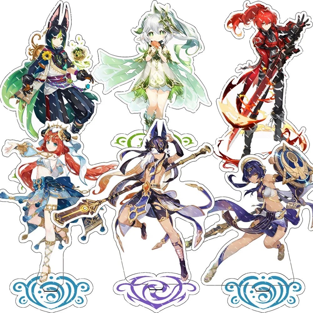 Standee Genshin Impact Mô Hình Mica Acrylic Trang Trí Bàn Học Anime Diluc Nahida Nilou Cyno Venti Kl