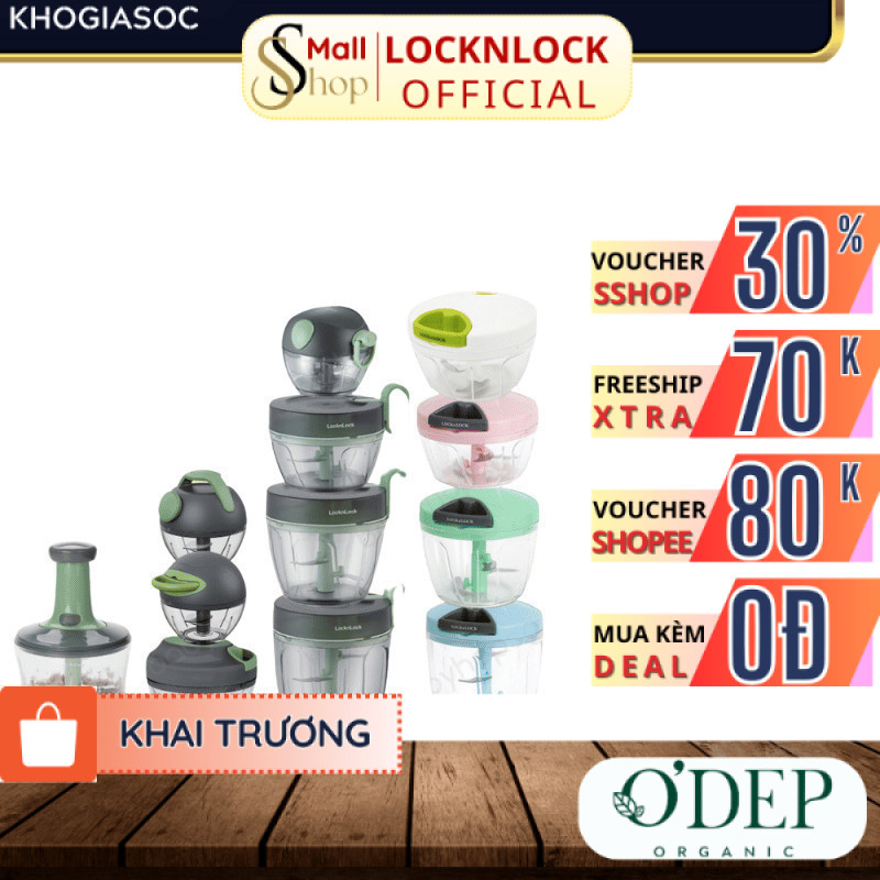 Máy xay tỏi ớt mini cầm tay LocknLock CKS308PIK CKS309GRN CKS321GRN lưỡi xay bén dễ vệ sinh - SSHOP 