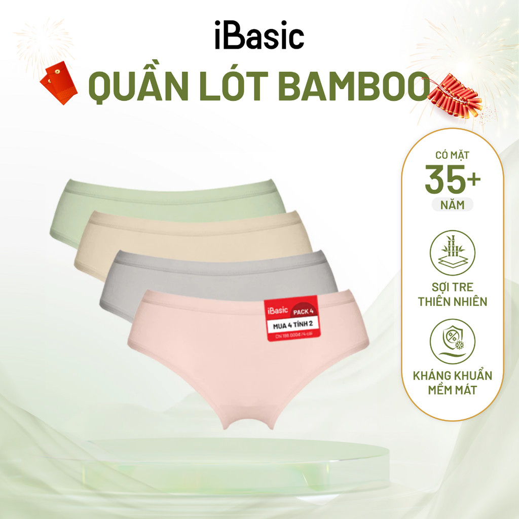 Pack 4 Combo quần lót nữ iBasic bamboo bikini iBasic PANW002-PA4