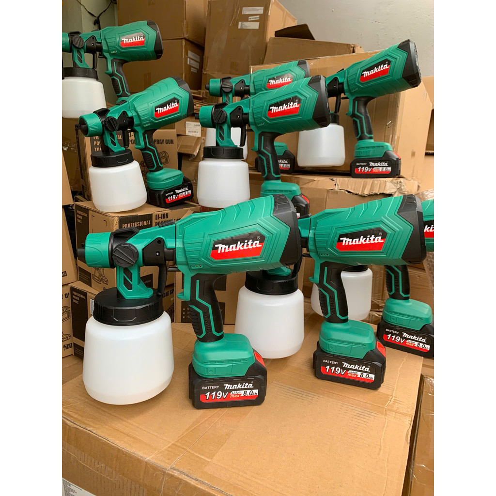 Máy phun sơn cầm tay makita ,máy phun sơn dùng pin,không dây với pin,1000ml 3 Kiểu Phun Có Thể Thay 