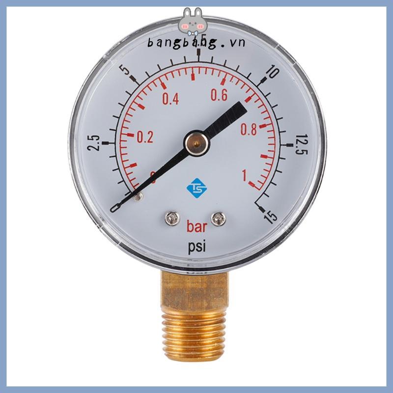 Bang Manometer 1 4 BSPT Đồng hồ đo áp suất ren 0-15psi 0-1bar Bộ lọc bể bơi Mặt số áp suất nước Đồng