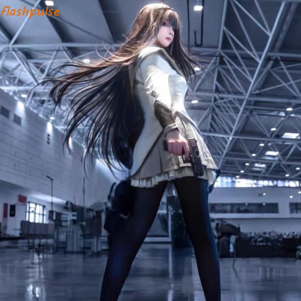 FLASHPULSE Akemi Homura cosplay, vớ trọn bộ đồng phục chiến đấu cho sự kiện từ anime Puella Magi Mad