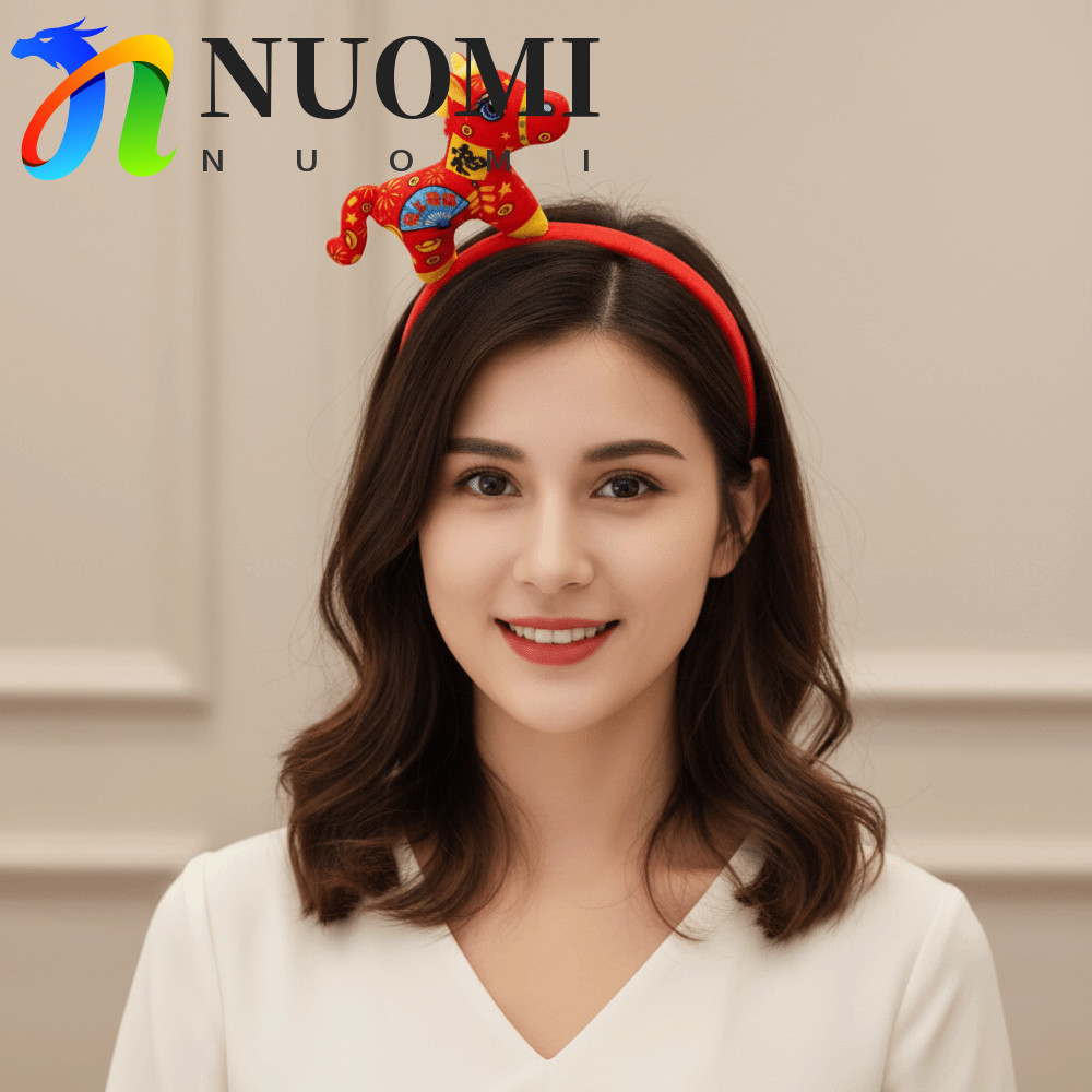 NUOMI Băng Đô Năm Mới với hình ảnh phim hoạt hình ngựa đỏ đáng yêu, chúc may mắn cho bạn gái