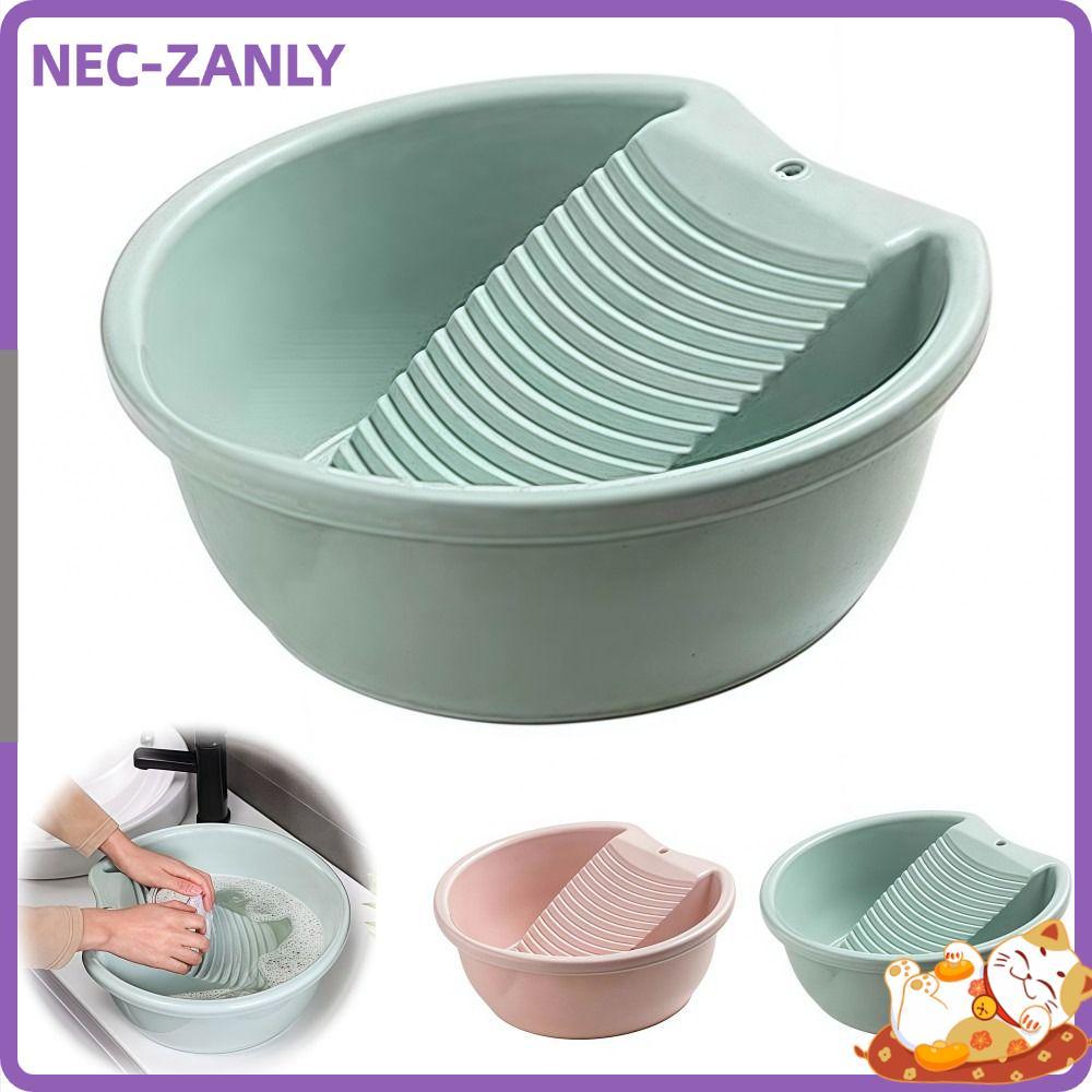 Chậu rửa NEC-ZANLY, Chậu rửa đồ lót chống trượt 2IN1, Bồn giặt tiện lợi dày bằng nhựa trong một cho 