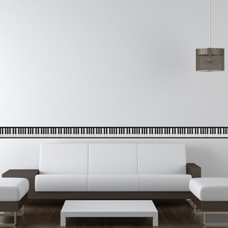Decal dán tường Hình Đàn piano Trắng Đen 3d 200cm