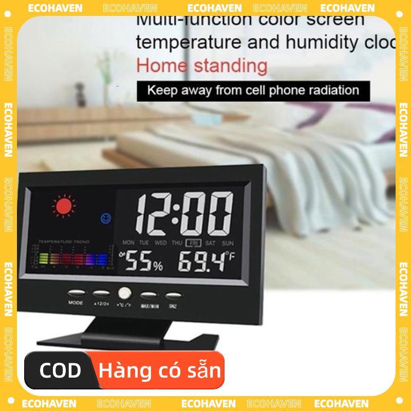 [Ecohaven] Màn hình LCD màu đèn nền kỹ thuật số báo lại đồng hồ báo thức Dự báo thời tiết trạm 
 VN