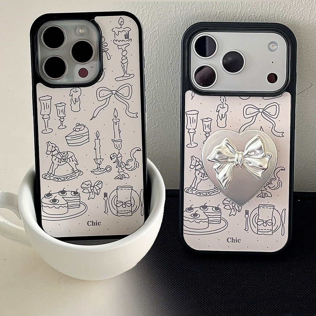 Vỏ Doodle LoveHeart Cho iPhone 17 PRO MAX Ốp Lưng Có Giá Đỡ iPhone17 iPhone 16 Pro Max Tương Thích C