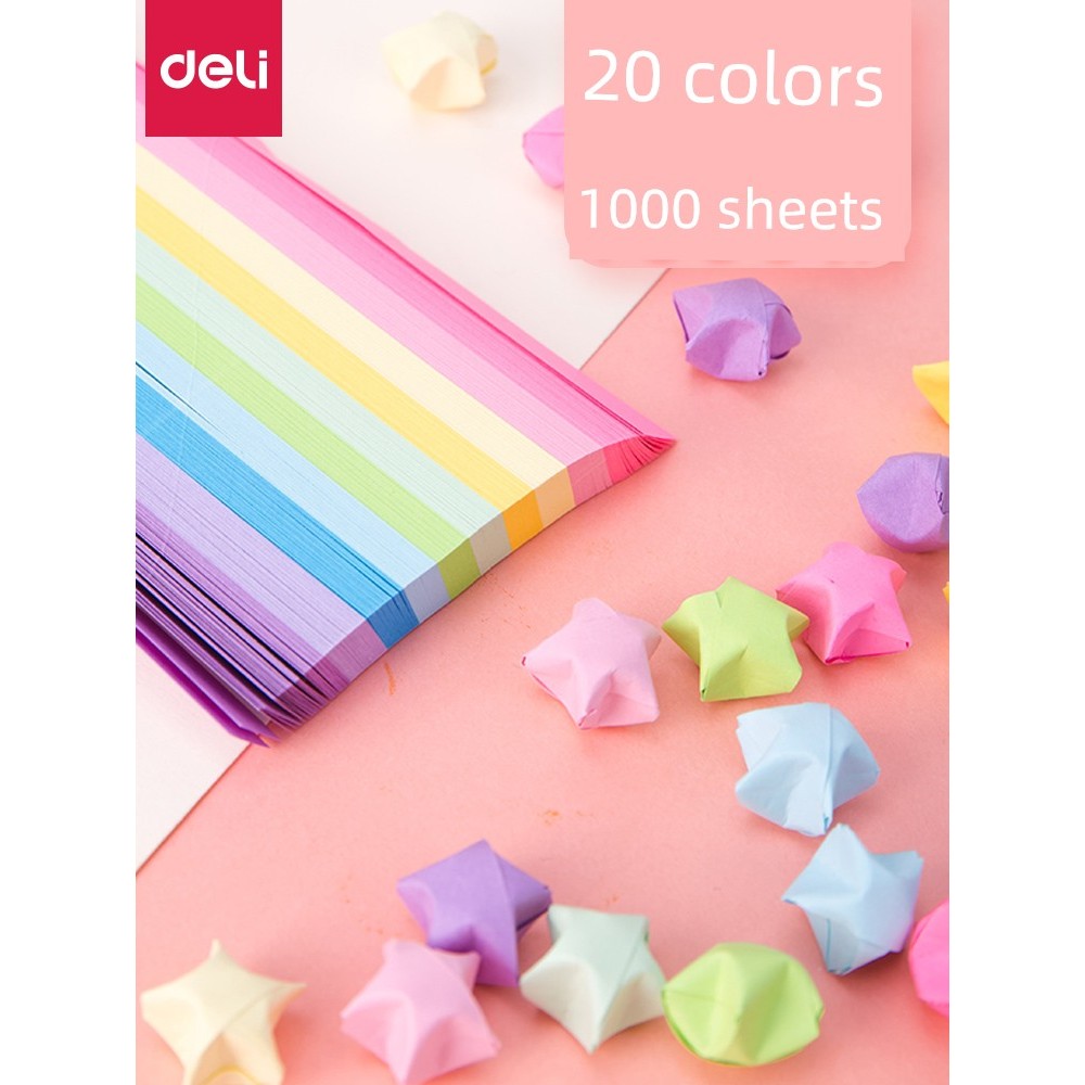 giấy gấp sao giấy gấp ngôi sao 1000 tờ Deli Star Origami Dải màu Điều ước Ngôi sao Origami Bàn tay t