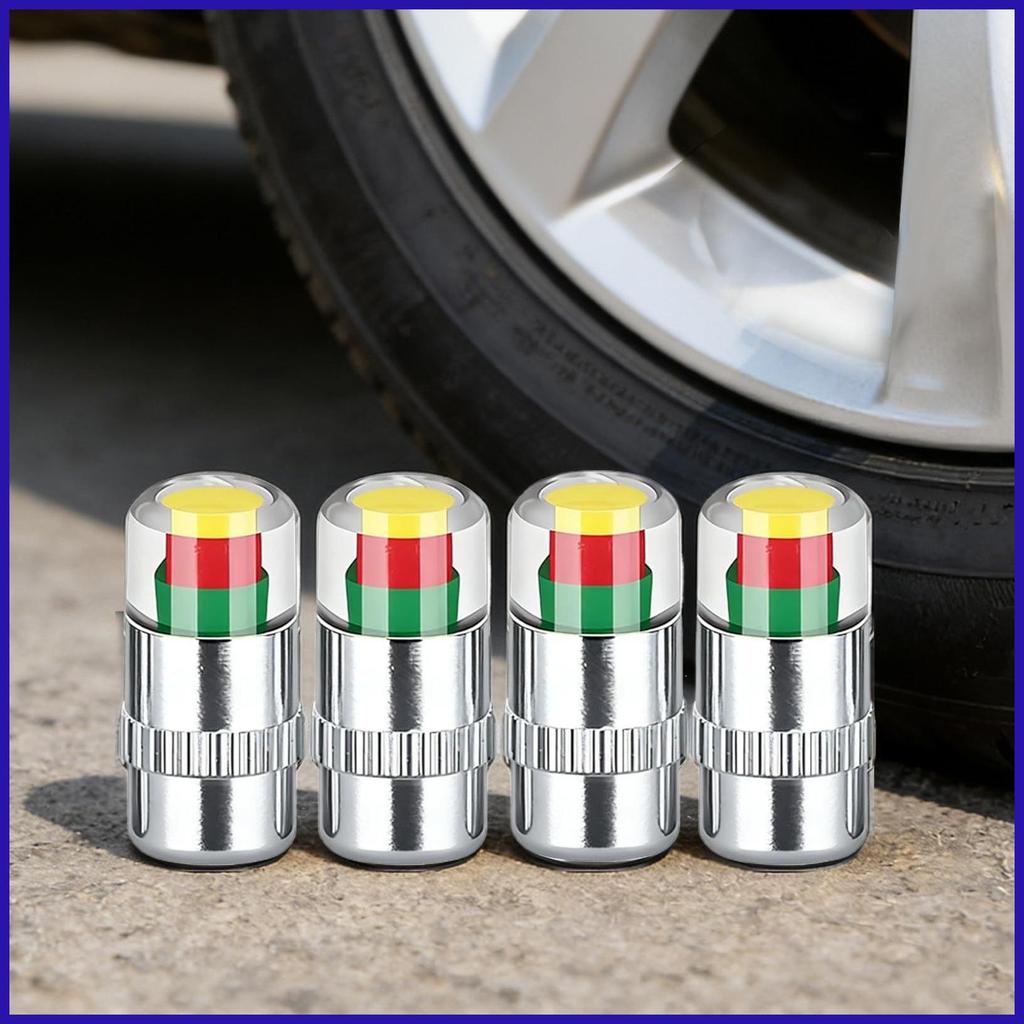 Mũ lốp có đồng hồ đo áp suất 4 miếng 2.4bar 36psi Màn hình 3 màu Màn hình áp suất lốp cho ô tô roppv