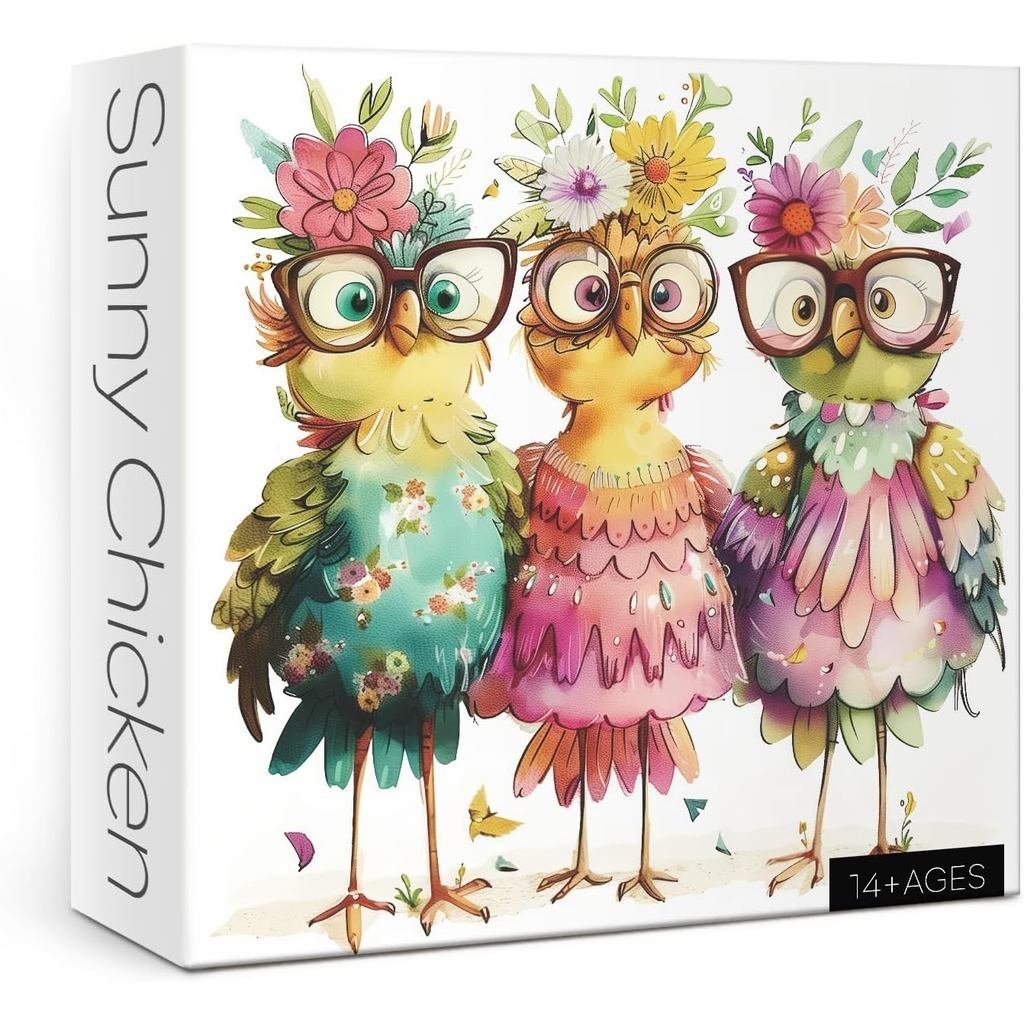 Câu đố gà vui nhộn dành cho người lớn 1000 miếng, Câu đố ghép hình hoa chim dễ thương, Câu đố nghệ t