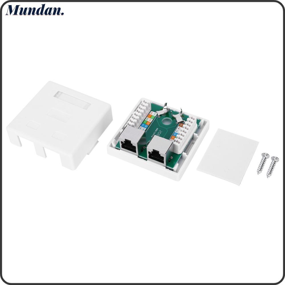 Hộp gắn MUNDAN RJ45-8P8C, có ốc vít và băng keo hai mặt Hộp gắn bề mặt 2 cổng, Easy Mount Cat 5e Shi