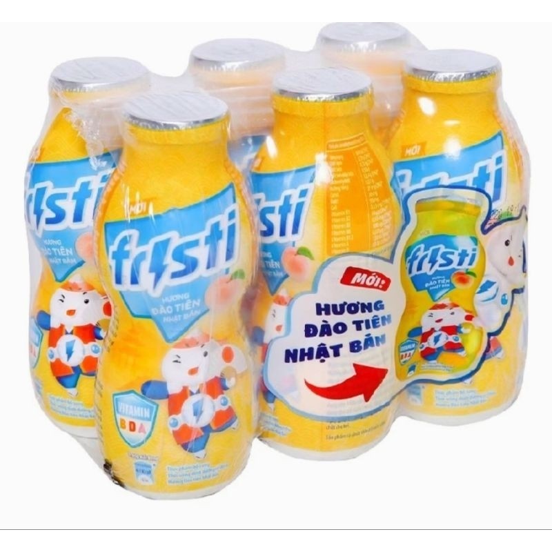 🥤Lốc 6 Chai Sữa Đào Tiên Fristi 80ml, Sữa Chua Uống Đào Vàng Thơm Ngon Trẻ Em🥤