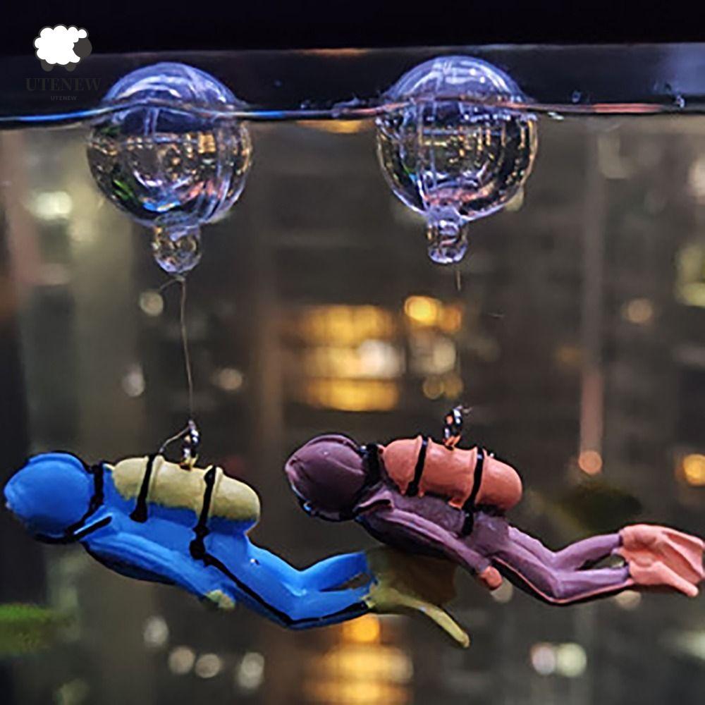 UTENEW Nhựa Nổi Diver, Chất Liệu Nhựa Dây Câu Cá Trang Trí Bể Cá, Bóng Nổi Nhỏ Mô Phỏng Diver Cá Tín