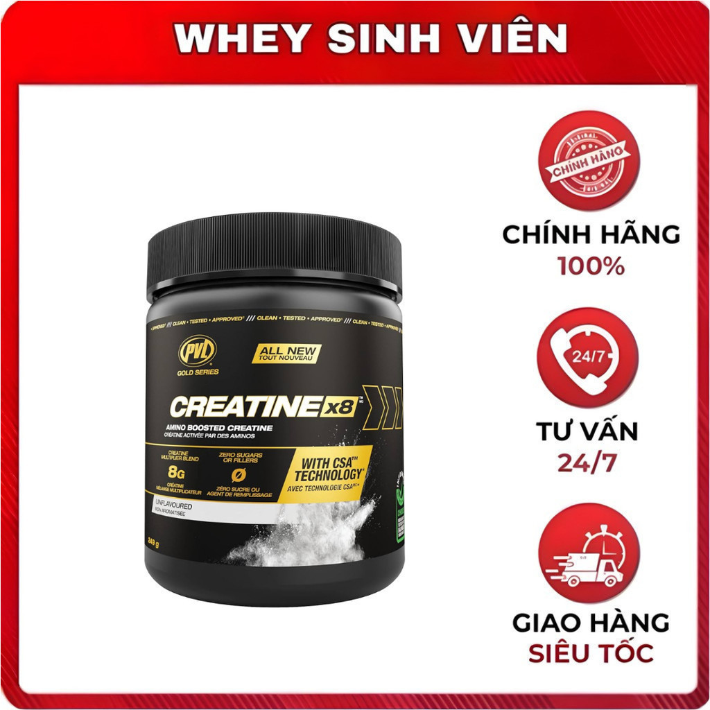 {3/2026}  Bột tăng sức mạnh PVL 100% Creatine X8 (249g)  nhập khẩu Canada 30 Servings TẠI WheySinhVi
