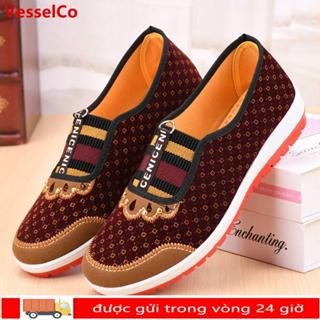 VESSELCO Giày Vải Bắc Kinh Cũ, Giày Vải Bắc Kinh Cũ, Miệng Tròn Nóng Thoáng Khí Miệng Tròn Giày Vải Xuân Thu
