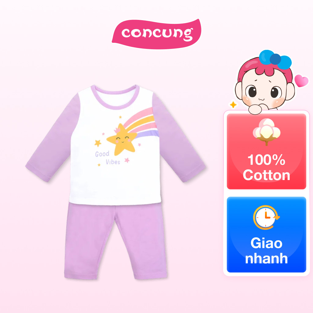 Bộ bé gái dài Animo Easy TX1225052 (2Y,Trắng-tím,TT02)