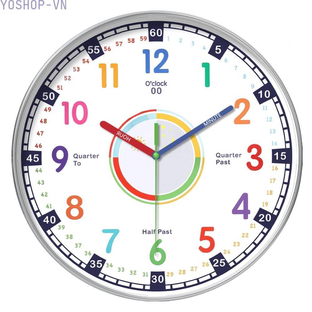 [Ysp]Silent Kids Wall Clock for Bedroom and Living Room Easy to Hang Learning Clock