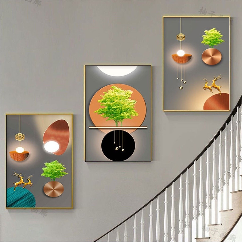 Đồ Decro phòng khách hiện đại, tranh tráng gương treo cầu thang, nhà cửa, tranh treo tườg, tranh tre