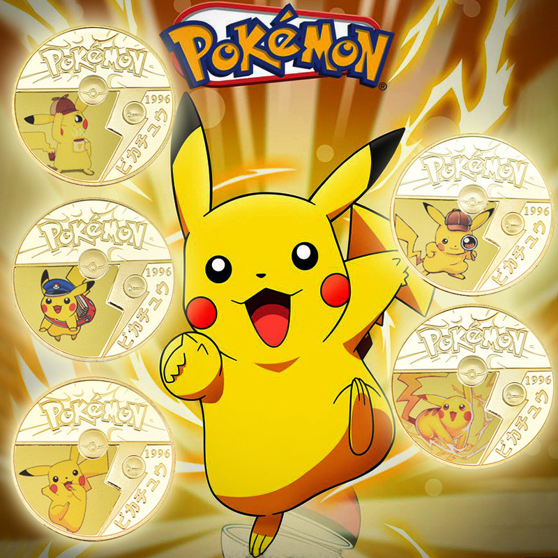 Pikachu Đồng Xu Kỷ Niệm Pokemon Anime Đồng Xu Vàng Cho Bé Pokemon Đồng Xu Kỷ Niệm Huy Chương 26.1.27