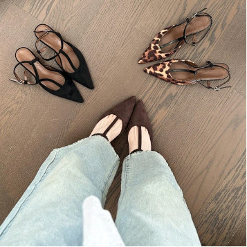 2026 Mũi Nhọn T-Buckle Dây Đeo Giày Sandal Cao Gót Nữ