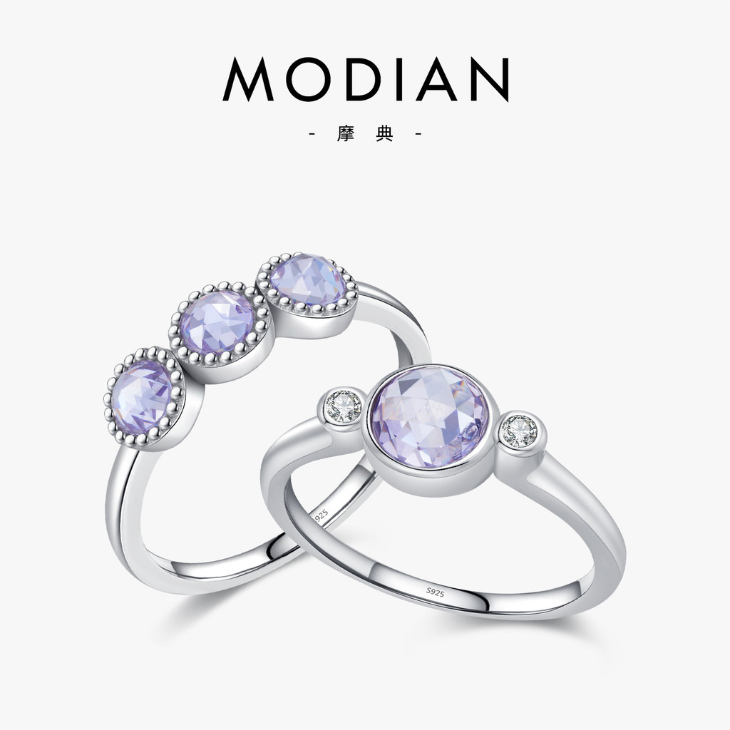 S925Sterling Silver Gentle Crystal Simulated Diamond Ring for Women Korean Style Design Round Diamon