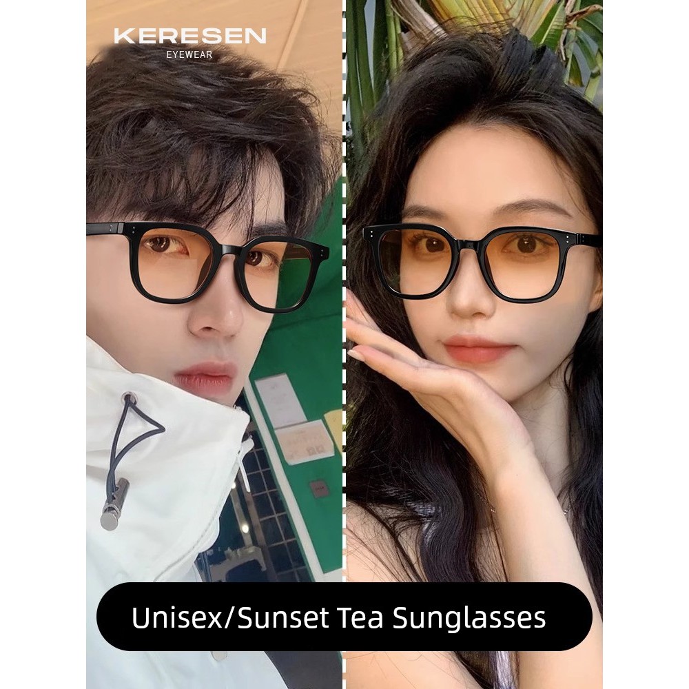 GM GM GM Gradient Khung Đen Nam Cận Thị Kính Mát Màu Nâu Blush Kính Mát Nam Nữ Kính Mặt Trơn Cao Cấp