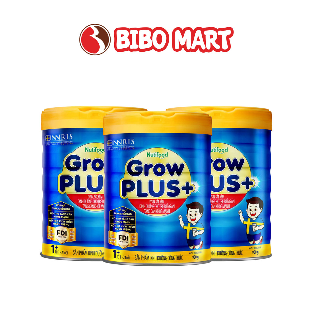 Sữa GrowPLUS+ Xanh 1+ Hỗ Trợ Trẻ Biếng Ăn Tăng Cân Phát Triển Chiều Cao Lon 900g - Bibomart