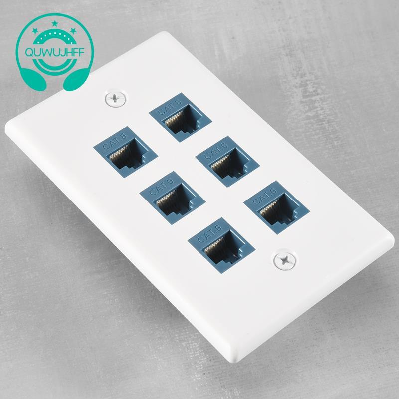 Cat 6 Ethernet Wall Plate 6 Cổng, Ethernet Wall Plate Nữ-Nữ Có Thể Tháo Rời Tương Thích Với Cat7 / 6