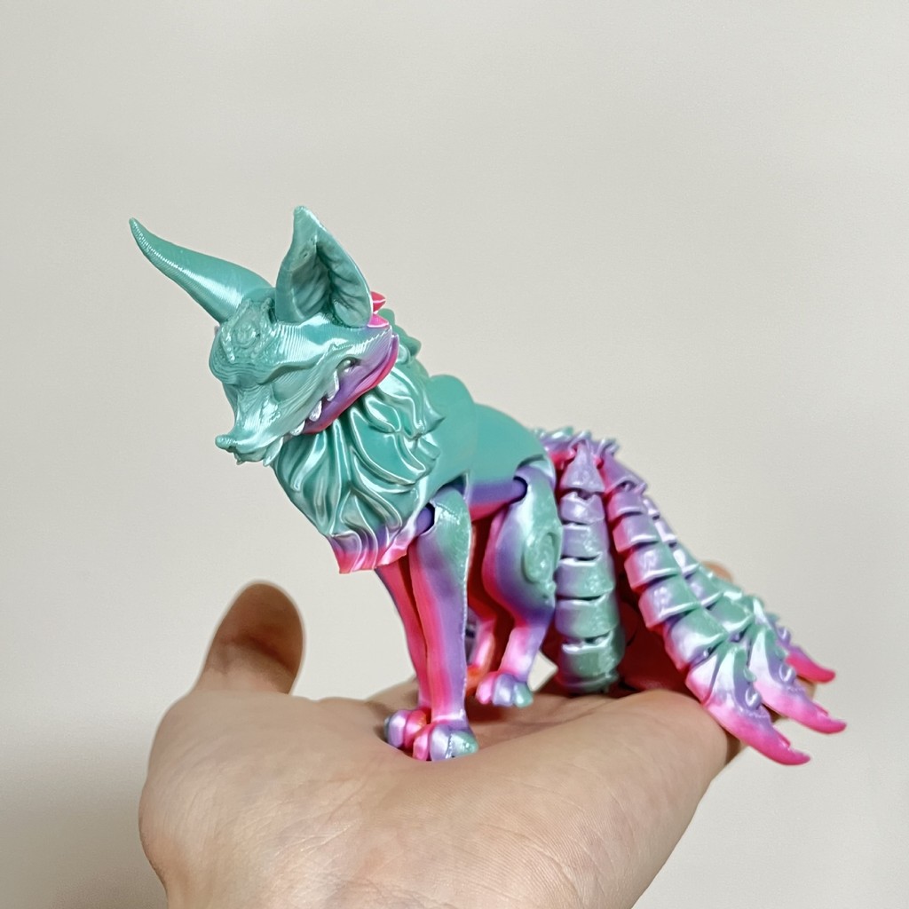 Popular~3D Printed nine-tailed fox multi-jointed movable model figurine for home decoration, gift, a