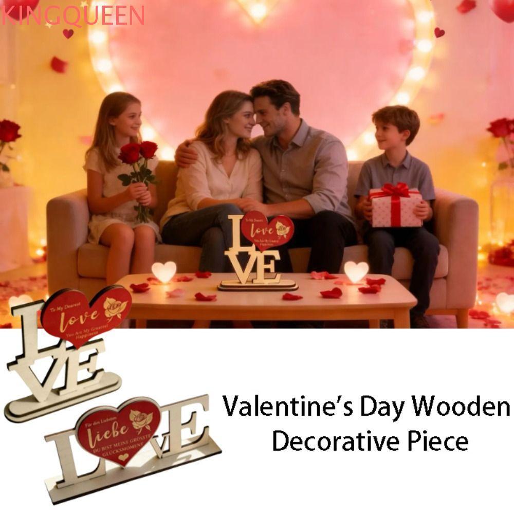 KINGQUEEN Đồ trang trí bằng gỗ, Thủ công mỹ nghệ Trang trí nội thất Bộ chữ gỗ, Trang trí Chất liệu g