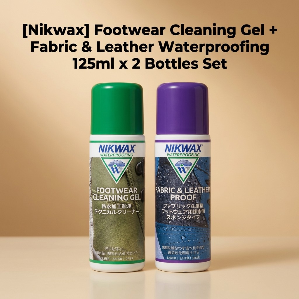 [Nikwax] Footwear Cleaning Gel + Fabric & Leather Waterproofing 125ml x 2 Bottles Set - Outdoor Shoe