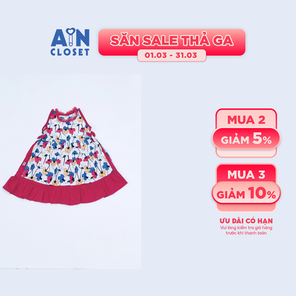 Áo dài váy bé gái họa tiết Hoa đỏ - AICDBGUFADSU - AIN Closet