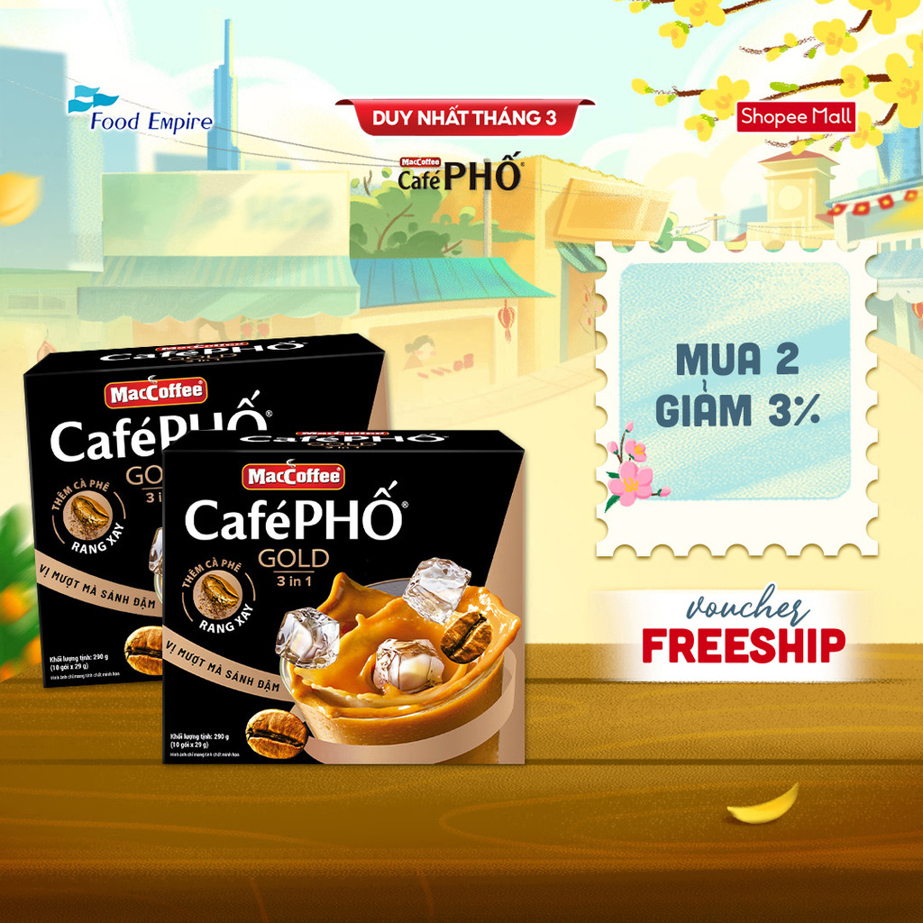 Combo 2 Hộp cà phê Phố sữa đá GOLD - MacCoffee (hộp 10 gói x 29g)