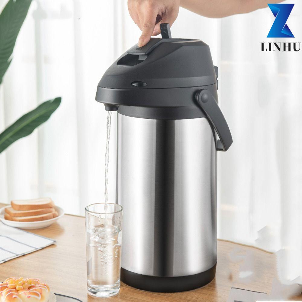 LINHU Nồi cà phê LINHU Airpot, Ấm đun nước giữ nhiệt loại ép bằng thép không gỉ, Bình chân không các