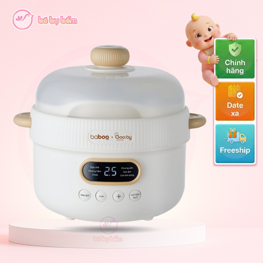 ✅ Nồi Nấu Cháo Chậm Baboo Gooby - Quà tặng nhãn bỉm Gooby chính hãng, bảo hành 12 tháng, tiện dụng