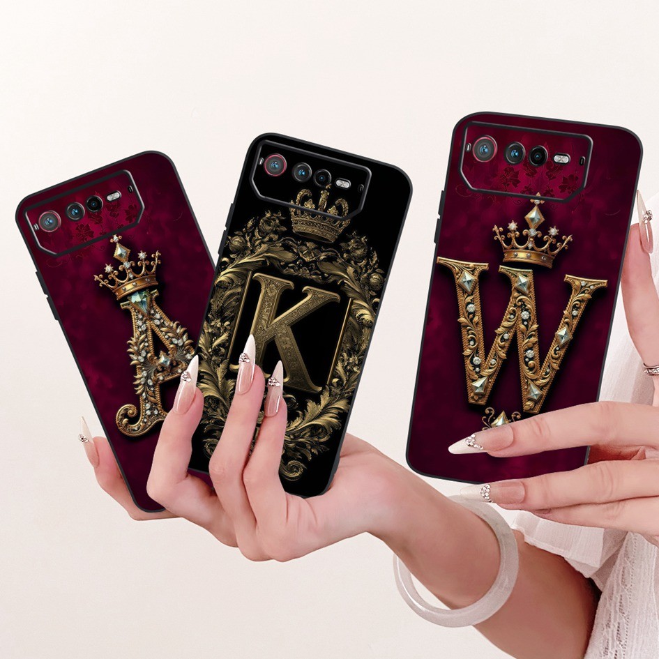 Dành Cho Asus ROG Điện Thoại 6 Ốp Lưng AI2201 _ C Thời Trang Chữ Cái Ban Đầu Vương Miện Vỏ Silicon M