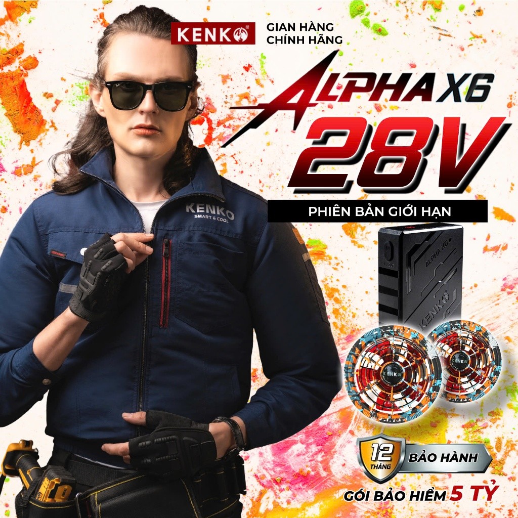 Áo Điều Hòa Kenko Alpha X6 28V 2025 Chính Hãng – Áo Quạt Điều Hòa Gió Mạnh, Pin Dùng Lâu