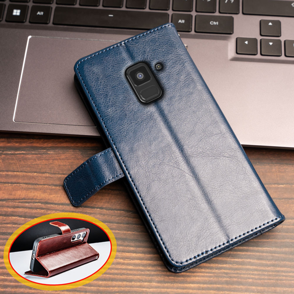 Ví Lật Da Ốp Lưng Điện Thoại Samsung Galaxy A8 2018 A530F A530F DS Chân Đế Hộp Đựng Thẻ Chống Sốc TP