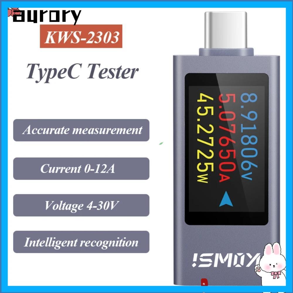 Màn hình hiện tại và điện áp AURORY, Máy kiểm tra đồng hồ đo nguồn PD Type-C, Màn hình LCD KWS-2303C