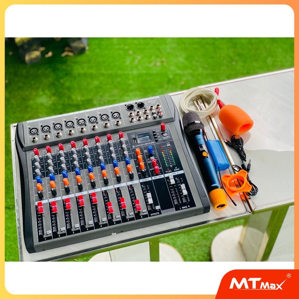 Combo mixer MTMAX KT8 + micro không dây max 36 hát karaoke chuẩn