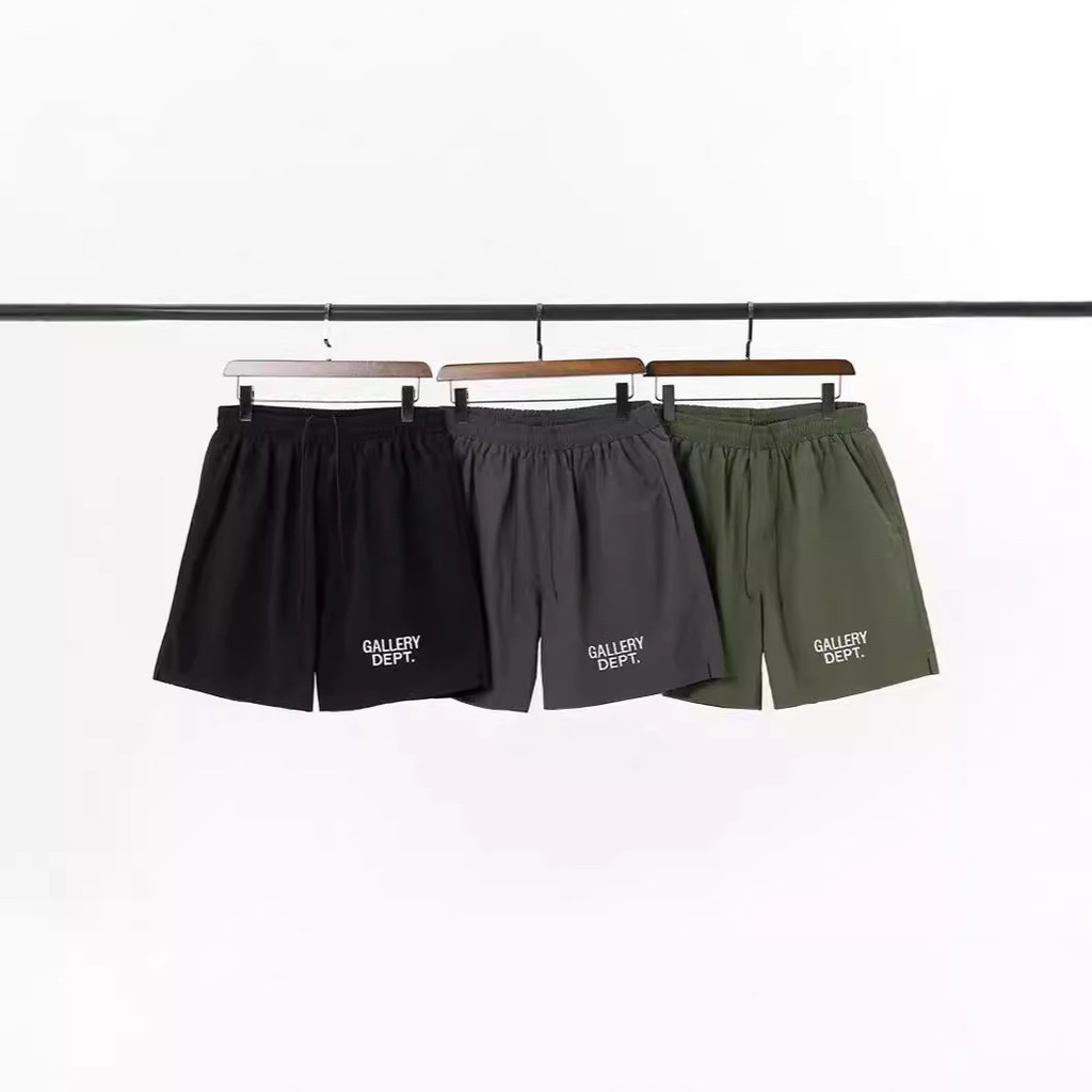 Gallery Dept New Basic Alphabet LOGO Embroidered drawstring nylon shorts, loose-fitting knee-length 
