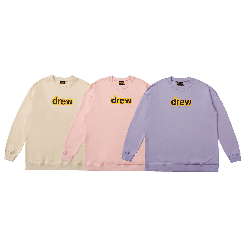 Drew House Candy-colored pure cotton pullover sweatshirt with round neck, unisex, long sleeve ins Co