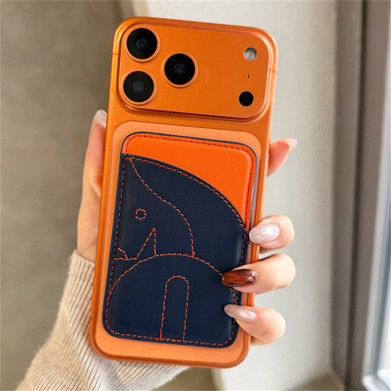 Ốp Điện Thoại Mới Dễ Thương Cao Cấp Hermes Màu Tương Phản Vỏ Thẻ Da Thích Hợp Ốp Lưng Điện Thoại Nam